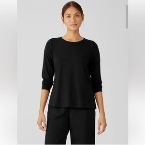Eileen Fisher black silk long sleeve crew size M- EUC